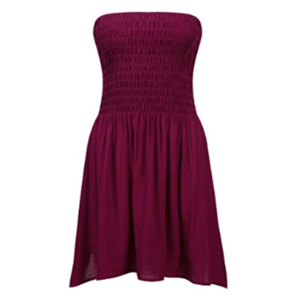 NWT Women's Solid Tube Top Beach Mini Dress